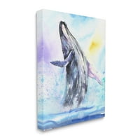 Stupell Industries grbavi kitovi ocean skok plavo vodeno platno zidna umjetnost, 40, dizajn George Dyachenko