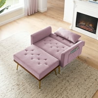 Aukfa kabrioletni kauč kauč, naglasak stolica s otomanskim, ružičastim baršunastim kaučem