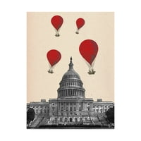 Zaštitni znak likovna umjetnost 'Us Capitol Building and Red Hot Air Balloons' platno umjetnost Fab Funky