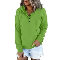 Dukserice za žene Plus veličine dugih rukava s patentnim zatvaračem jednobojna modna ležerna bluza s kapuljačom i džepom pulover