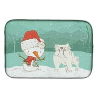 Božićna prostirka za sušenje posuđa 2054 bijeli engleski buldog snjegović, 21