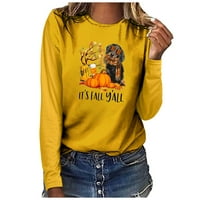 Jesen u dvorištu, ženske trenirke, modna smiješna bundeva dugih rukava sa slatkim uzorkom polka točkica, puloveri s okruglim vratom,