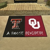 Kuća podijeljena: Texas Tech Tech Oklahoma House podijeljena prostirka 33.75 x42.5