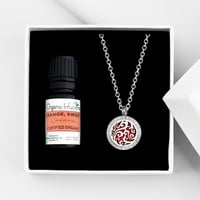 Poklon Set za aromaterapiju s kristalnom ogrlicom s difuzorom esencijalnog ulja-srebrna ogrlica i ulje naranče