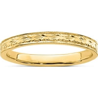 14k žuti zlatni polirani cvjetni prsten izrađen u SAD-u 9672