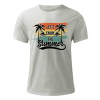 Hallie muška majica s kratkim hlačama, ležerni hipi pulover s printom kokosovog drveta, majice za fitness na plaži, sivi lumen