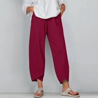 Ženske hlače, modne jednobojne hlače s džepovima, Ležerne elastične široke hlače u struku