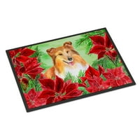 Carolines Treasures CK1367JMAT Vrata mat Sheltie Poinsettas, mat kuće ili na otvorenom, mat pozdrav 36 L x