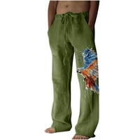 Rasprodaja A-Lister muške platnene hlače s printom za jogu i plažu Plus size Ležerne ljetne hlače elastični pojas s vezicama široke