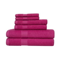 Kolekcija tradicionalnih pamučnih ručnika za kupanje, bobičasto ružičasta