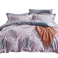 Reverzibilni pamučni pokrivač za pokrivač set ružičastog ljubičastog lišća Design-Queen