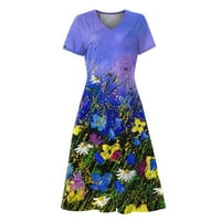 Modne ženske ljetne Ležerne haljine s cvjetnim printom Plus size, široke midi haljine s kratkim rukavima u obliku slova u, ljuljačke