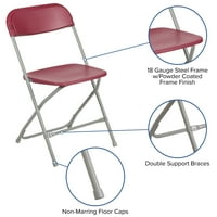 Plastična sklopiva stolica serije-crvena nosivost 650 kilograma udobna stolica za događaje - lagana sklopiva stolica