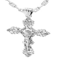 Muška ogrlica s privjeskom od križnog raspela u srebrnom srebru u obliku Fleur-de-lis