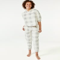 Plush Hoodie i hlače za ženske zvijezde set pidžama, 2-komad, veličine do 3x