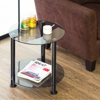 Sivi stakleni krajnji stol naglasak bočni stol stol za kavu dt204801gb
