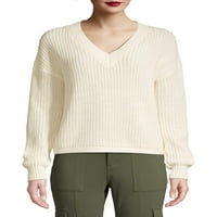 Vremenski i TRU ženski V-izrez shaker pulover pulover
