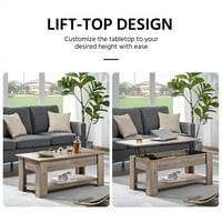 EasyFashion Moderni pravokutni stolić za kavu od drveta s pohranom, sivo