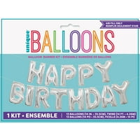 Natpis od folije s natpisom Sretan rođendan na balonu, srebrni, 14 stopa