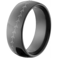 Polu krug crni cirkonijev prsten s bejzbol lasenim šivanjem oko prstena