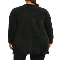 Terra & Sky Women's Plus Size Chenille s dva džepa Cardigan