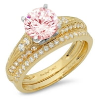 1. Karat okruglog reza ružičasti imitirani dijamant pravo žuto i bijelo zlato 14k prilagodljivo lasersko graviranje bezvremenska