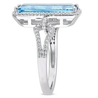 Miabella Women's 4-Carat T.G.W. Swiss Blue Topaz i Carat T.W. Okrugli dijamant 14KT bijeli zlatni halo prsten