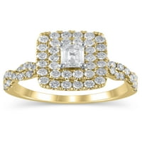 1 karatni dijamantni zaručnički prsten od 10 karatnog žutog zlata, Veličina 7