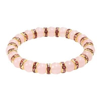 Slatka kreativna ružičasta Narukvica od kamena od breskve narukvica s jednim prstenom svježa perla prsten od rhinestones lanac naušnice