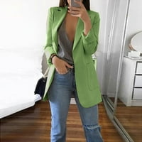 Rasprodaja ženskog kaputa i jakne plus veličine ženski Jednobojni uredski kaput dugih rukava kardigani odijelo dugi vrhovi zeleni