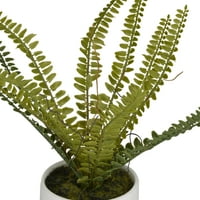 Novogratz 12 Umjetna biljka paprati u realističnim lišćem i bijelom keramičkom loncu