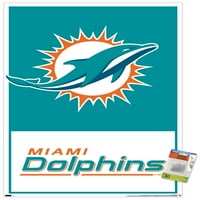Miami Dolphins - Poster zida logotipa s push igle, 22.375 34