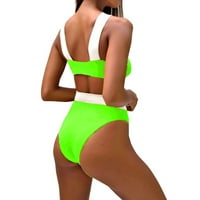 Ženski kupaći kostim Temperamentni dvodijelni kupaći kostim, jednobojni Bikini na plaži s remenom visokog struka, e-mail