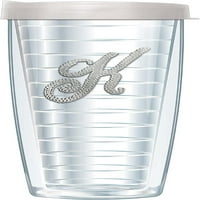 Srebrni amblem s monogramom K na prozirnoj putnoj čaši s dvostrukim stijenkama s biserno bijelim poklopcem Air-a