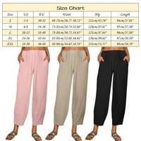 ženske Ležerne jednobojne hlače u boji, široke džepove i elastični struk, duge hlače, Ženske hlače Plus veličine, Kaki hlače u boji,
