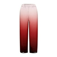 Ženske ljetne modne casual hlače s laganim džepom i printom, hlače u crvenoj boji u boji
