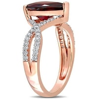Carat T.G.W. Garnet i Carat T.W. Dijamant 14KT ružičasto zlato crossover zaručnički prsten