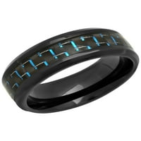 Muški zaručnički prsten od nehrđajućeg čelika u Crnoj i plavoj boji od karbonskih vlakana