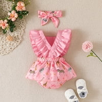 Haljine za djevojčice, Slatka beba, slatka odjeća s trokutastim naramenicama na leđima, šal za glavu, dva seta ružičaste haljine