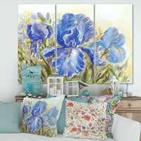 Dizajnerski crtež cvjetajuće plave šarenice - tradicionalni zidni tisak na platnu