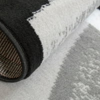 Moderni apstraktni rubni tepih, crni i sivi, 5'297'4