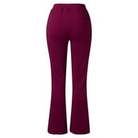 Vinske joga hlače Ženske elastične jednobojne modne uske hlače visokog struka široke hlače s džepovima sportske hlače