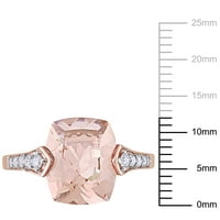 Miabella Women's 4-Carat T.G.W. Jastuk rezani morganitni okrugli bijeli safir i karat T.W. Okrugli dijamantni dijamant 14KT ružičasti