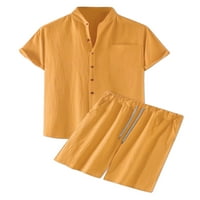 Muški setovi donjeg rublja u A-listi, košulja s ovratnikom s kratkim rukavima na kopčanje, jednobojne kratke hlače za plažu