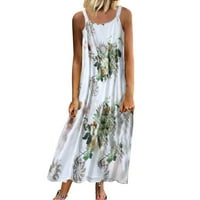 Ženska Maksi haljina ljetnog kroja, Vintage haljina Bez rukava, Plus veličina, boemski cvjetni Print