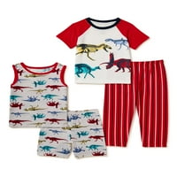 Wonder Nation Toddler Boys tiskati set pijama, 4-komad, veličine 2T-5T