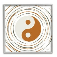 Simbol jin jang Taijitu duhovna grafika u kružnim prugama u sivom okviru zidni tisak, dizajn Martina Pavlova