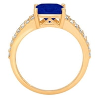 Vjenčani prsten za godišnjicu braka od 18k žutog zlata s imitacijom plavog safira izrezanog Princess od 2,48 karata, veličine 10,25