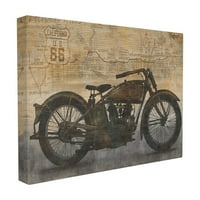 Kolekcija kućnog dekora, Sepia smeđi i crni motocikl s izblijedjelom teksturom putokaza, volumetrijska zidna ploča, 12. 0. 18.5