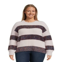 Ženski pulover s dugim rukavima u metalnoj traci